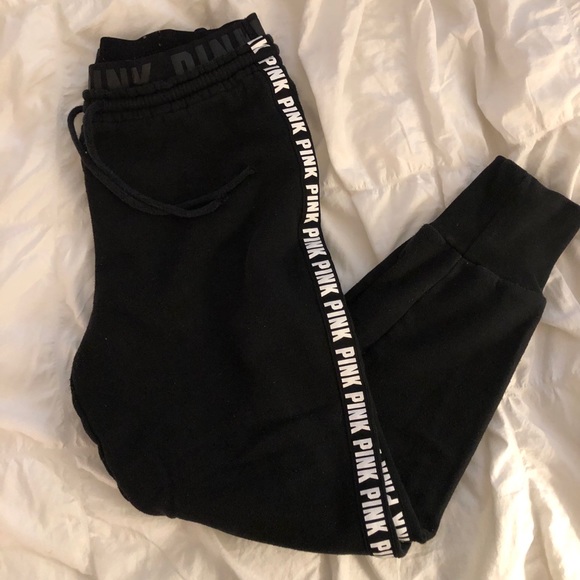 PINK Victoria's Secret Pants - VS Pink Jogger Sweatpant Logo Black Small